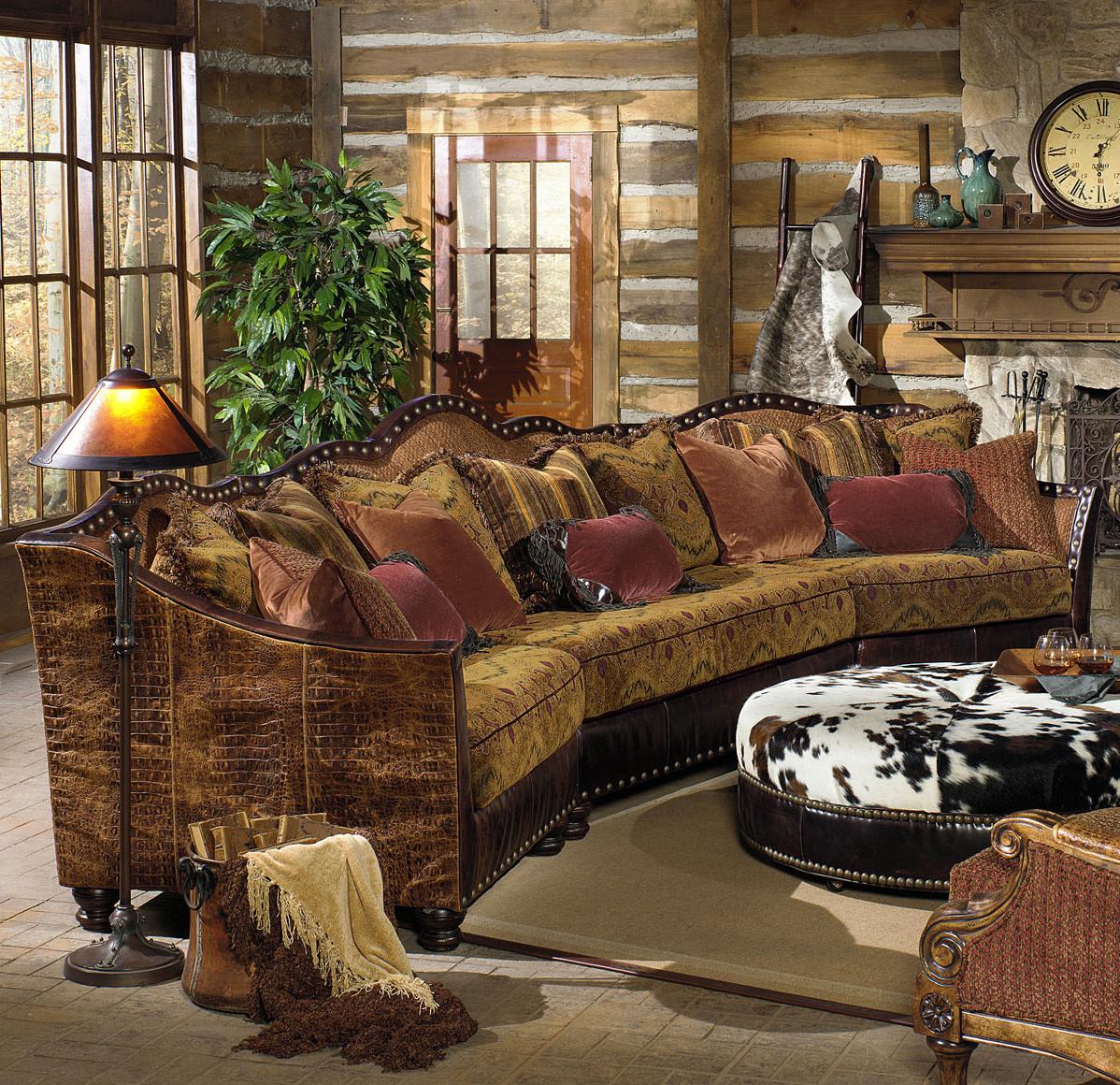 Paul Robert Tomlyn Traditional Styled Sectional Sofa with Camel Back